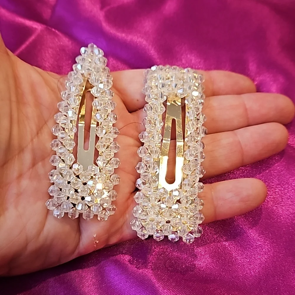 Rhinestone and Acrylic Crystal Hair Clips Lot of 14